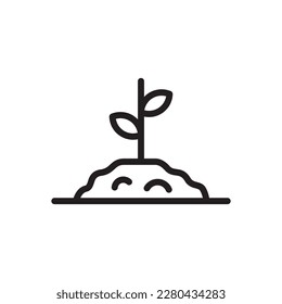 Planting vector line icon. Seedling flat sign design. Planting nature leaf symbol pictogram. UX UI isolated icon of seeling planting leaf. Linear icon outline symbol