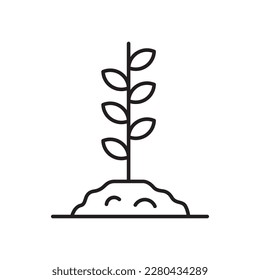 Planting vector line icon. Seedling flat sign design. Planting nature leaf symbol pictogram. UX UI isolated icon of seeling planting leaf. Linear icon outline symbol