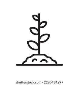 Anpflanzung des Vektorgrafiksymbol. Design der Plakatzeichen Piktogramm für Naturblattsymbole pflanzen. UX UI isolierte Symbol der Nähte Pflanzblatt. Umrisssymbol eines Linearen Symbols