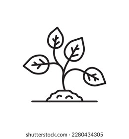 Planting vector line icon. Seedling flat sign design. Planting nature leaf symbol pictogram. UX UI isolated icon of seeling planting leaf. Linear icon outline symbol