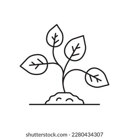 Anpflanzung des Vektorgrafiksymbol. Design der Plakatzeichen Piktogramm für Naturblattsymbole pflanzen. UX UI isolierte Symbol der Nähte Pflanzblatt. Umrisssymbol eines Linearen Symbols