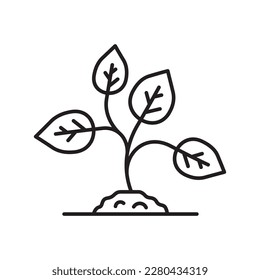 Planting vector line icon. Seedling flat sign design. Planting nature leaf symbol pictogram. UX UI isolated icon of seeling planting leaf. Linear icon outline symbol
