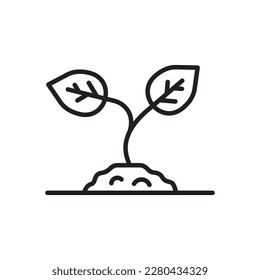Planting vector line icon. Seedling flat sign design. Planting nature leaf symbol pictogram. UX UI isolated icon of seeling planting leaf. Linear icon outline symbol