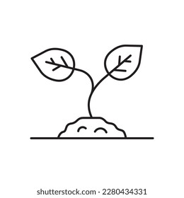 Anpflanzung des Vektorgrafiksymbol. Design der Plakatzeichen Piktogramm für Naturblattsymbole pflanzen. UX UI isolierte Symbol der Nähte Pflanzblatt. Umrisssymbol eines Linearen Symbols