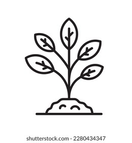 Planting vector line icon. Seedling flat sign design. Planting nature leaf symbol pictogram. UX UI isolated icon of seeling planting leaf. Linear icon outline symbol