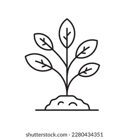 Icono de línea vectorial. Diseño de señales planas de semilla. Plantando un pictograma con el símbolo de la hoja natural. UX Icono aislado de sellado de hoja de plantación. Símbolo de esquema de icono lineal