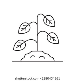 Anpflanzung des Vektorgrafiksymbol. Design der Plakatzeichen Piktogramm für Naturblattsymbole pflanzen. UX UI isolierte Symbol der Nähte Pflanzblatt. Umrisssymbol eines Linearen Symbols