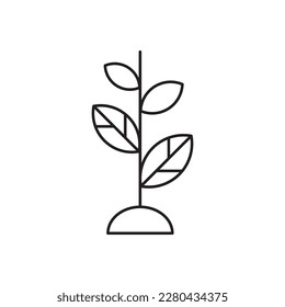 Icono de línea vectorial. Diseño de señales planas de semilla. Plantando un pictograma con el símbolo de la hoja natural. UX Icono aislado de sellado de hoja de plantación. Símbolo de esquema de icono lineal