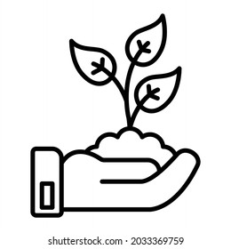 Planting Vector Outline Icon Isolated On White Background
