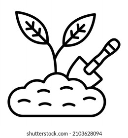 Planting Vector Outline Icon Isolated On White Background
