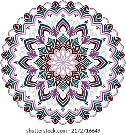 Plant-patterned mandala in subdued colors
