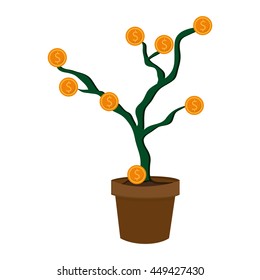 plantpot with coins money business concept