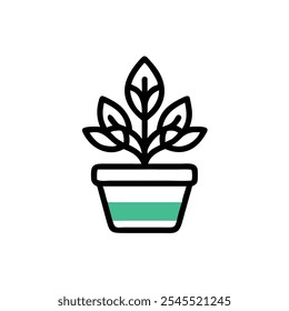 Estilo de Ilustración vectorial de ícono de planta-maceta