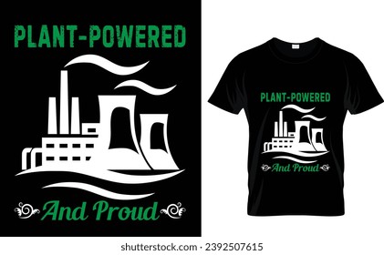 Plant-Powered and Proud Green-friendly logo. Vector illustration of green organic plant love. 