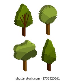 plants 3d trees, set, vector