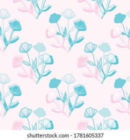 Plants background pattern. Floral repeated pattern.