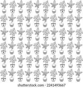 Plants background pattern. Organic decorative home plants and tropical plants background pattern. Hand drawn seamless pattern. Hand drawn abstract leaves pattern. 