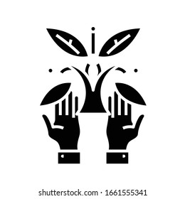 Plants care black icon, concept illustration, vector flat symbol, glyph sign.