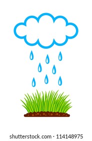 Plants and cloud on white background