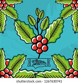 plants of coffee and seeds pattern