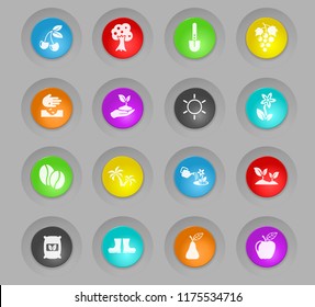 plants colored plastic round buttons vector icons for web and user interface design