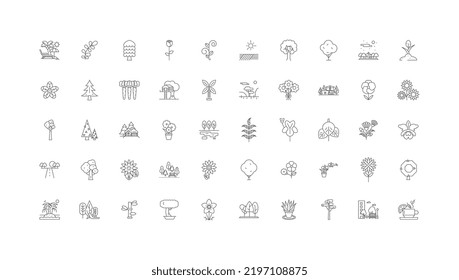 Plants concept illustration, linear icons, line signs set, vector collection
