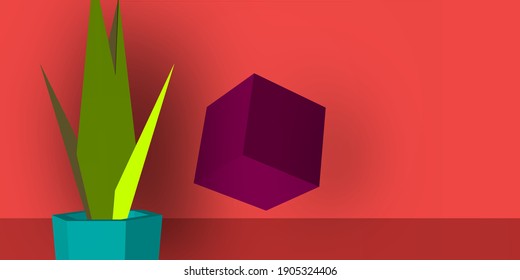 plants and cubes, simple vector design, for product promotion or wall design. easy to use and customize.