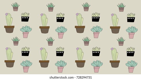 Plants doodle pattern background vector