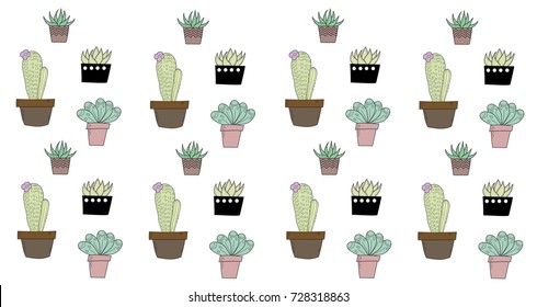 Plants doodle seamless pattern background vector