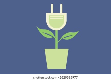 Plantas como fonte de energia, Ilustração de símbolo de vetor de ecologia.