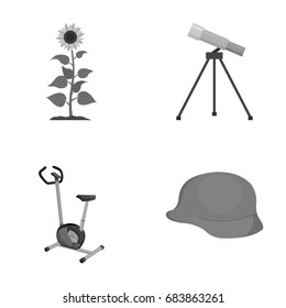 Plants, fitness and other monochrome icon in cartoon style.education, army icons in set collection.