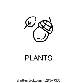 Plants flat icon. Single high quality outline symbol of autumn for web design or mobile app. Thin line signs of leave for design logo, visit card, etc. Outline pictogram of acorn