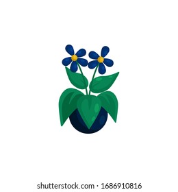 Plants in flower pot icon isolated on white background. Vector Illustration in cartoon style for graphic and web design