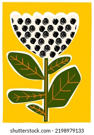 Plants and flowers abstract simple hand drawn vector nature tropical illustration .