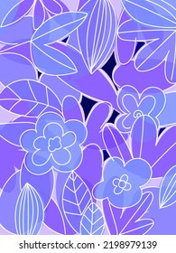 Plants and flowers abstract simple hand drawn vector nature tropical illustration .