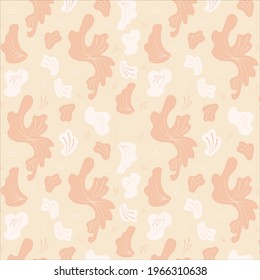 Plants and flowers elements. Seamless background pattern in pink colors. Vector illustration.