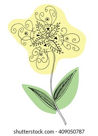 Plants. Flowers. Grass. Set. Line art. Silhouette. Graphic arts. Drawing by hand. Dudling. Black and white. Sheets. Dry grass. Wild plants.