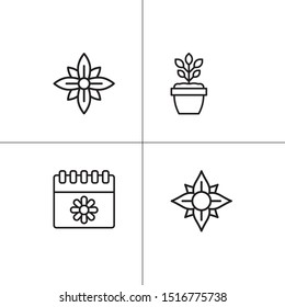 Plants and flowers lineal icon set
