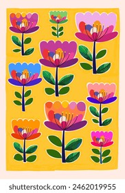 Plants and flowers pattern background vector illustration for template and wall art design.