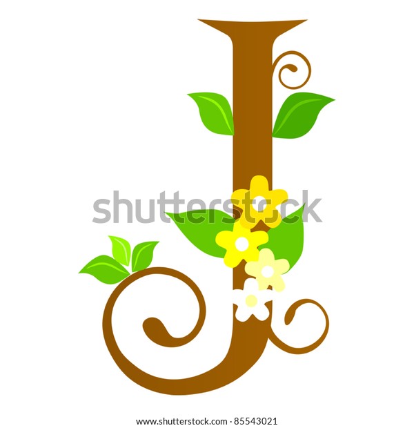 Plants Font Type Letter J Stock Vector (Royalty Free) 85543021