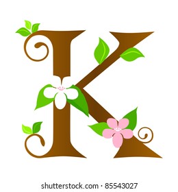 Plants font type, letter K