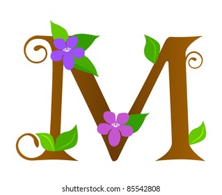 Plants font type, letter M