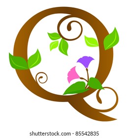 Plants font type, letter Q