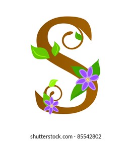 Plants font type, letter S