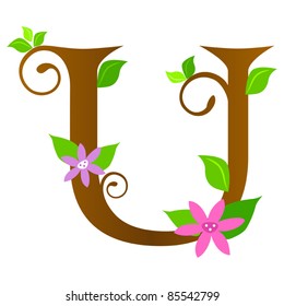 Plants font type, letter U