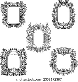 Plants frame line art combining freedom and beauty.