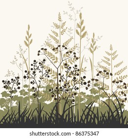 Plants and grasses background, floral background. Full scalable vector graphic, change colors as you like.