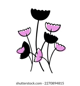 plants greenery leaves flowers spring life flora illustration vector line