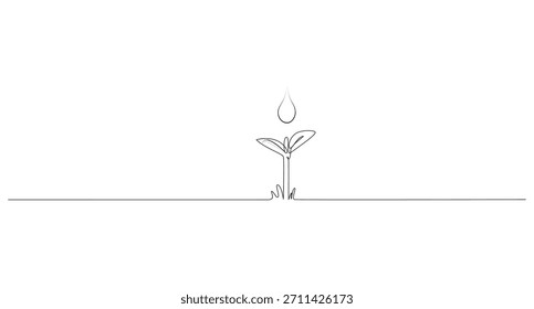 Crecimiento continuo de plantas Dibujo de arte de una línea