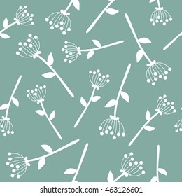 Plants hand drawn seamless pattern vector. Doodle background. Simple illustration with sketch objects